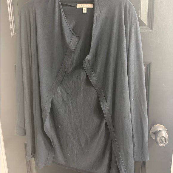 Laila Jayde Dark Navy Microsuede Open Front Cardigan - Picture 2 of 10